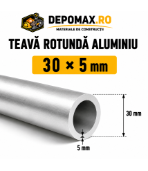 Teava rotunda aluminiu 30 x 5 mm, 6 metri (6060) Teava rotunda aluminiu 30 x 5 mm, 6 metri (6060)